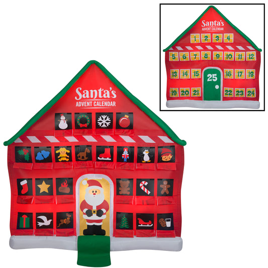 Christmas Inflatable Inflatable Advent Calendar, 8 ft Tall, red