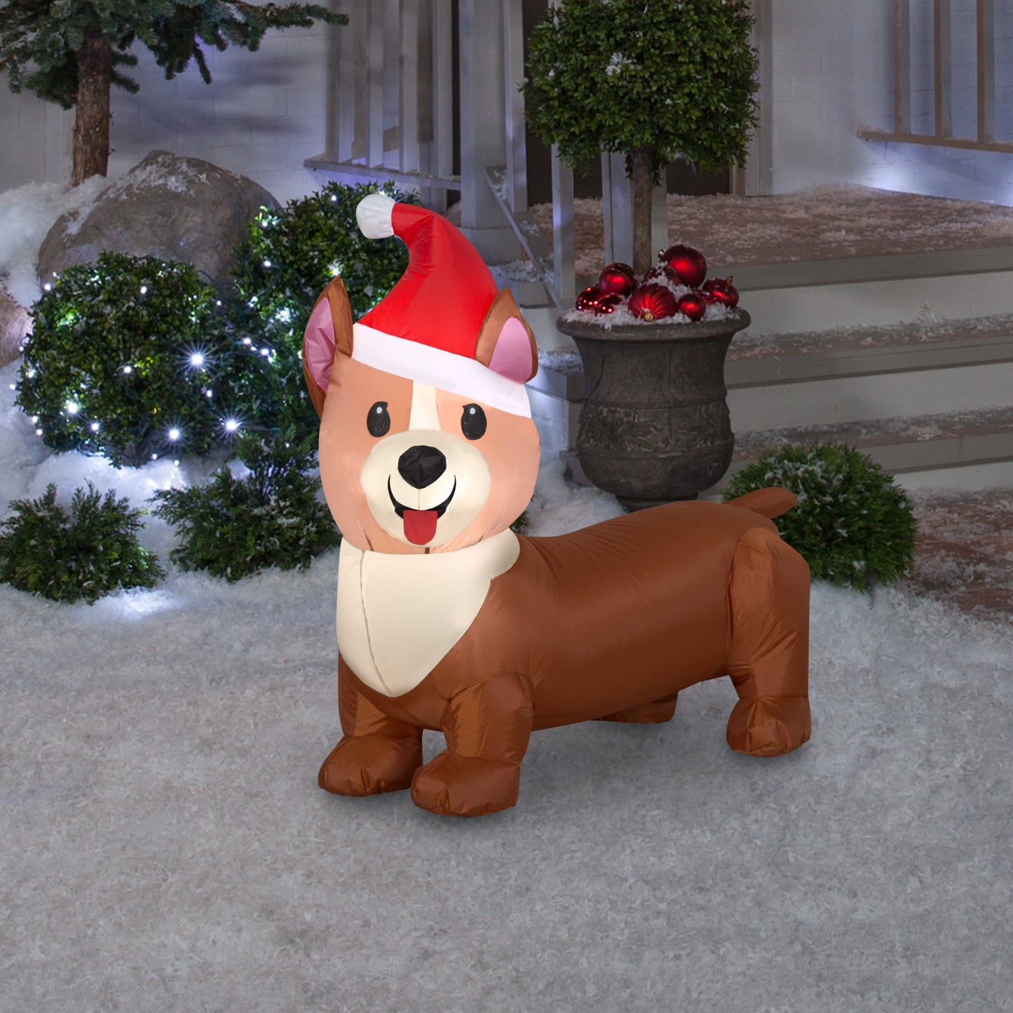 Christmas Inflatable Corgi Dog, 2.5 ft Tall lifestyle