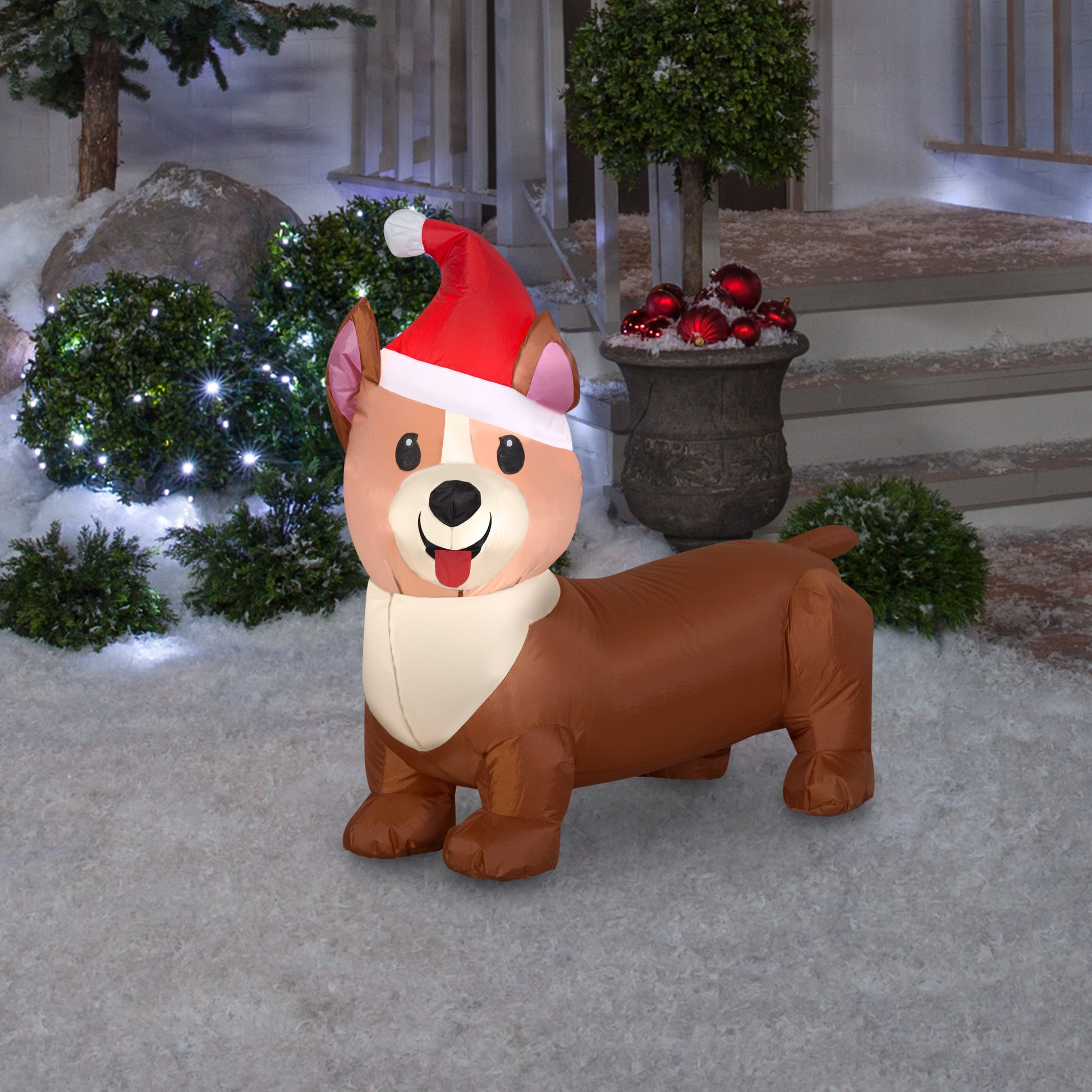 Christmas Inflatable Corgi Dog, 2.5 ft Tall lifestyle