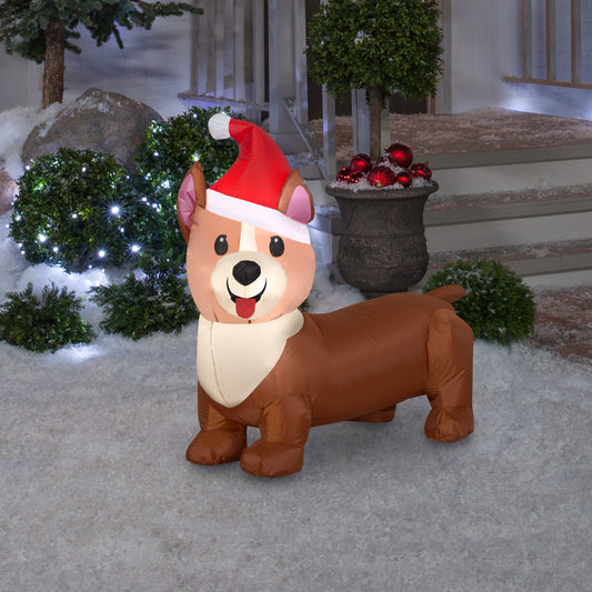 Christmas Inflatable Corgi Dog, 2.5 ft Tall, Brown lifestyle