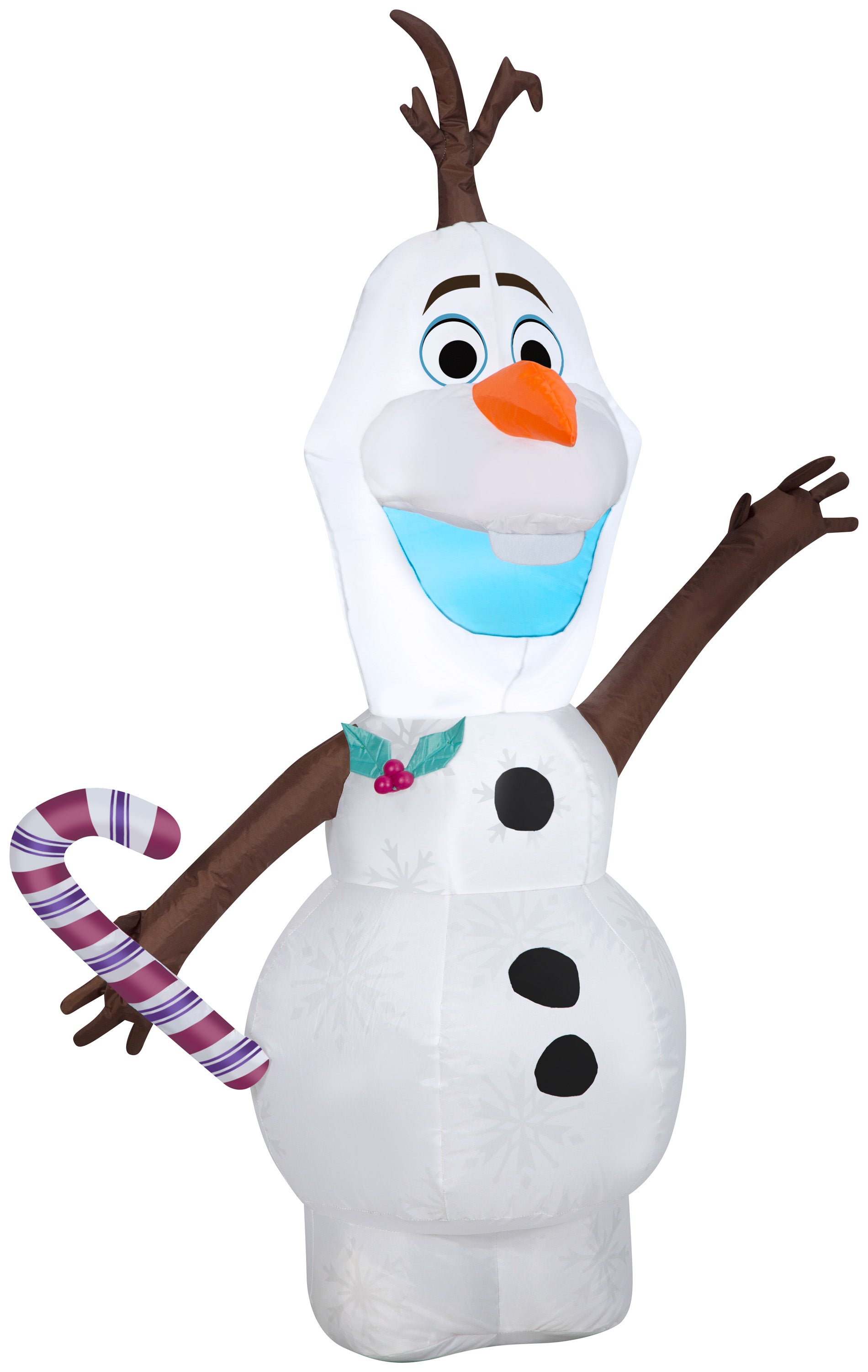 Gemmy Christmas Airblown Inflatable Inflatable Olaf with Candy Cane, 4 ft Tall, white