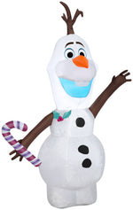 Load image into Gallery viewer, Gemmy Christmas Airblown Inflatable Inflatable Olaf with Candy Cane, 4 ft Tall, white
