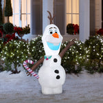 Load image into Gallery viewer, Gemmy Christmas Airblown Inflatable Inflatable Olaf with Candy Cane, 4 ft Tall, white
