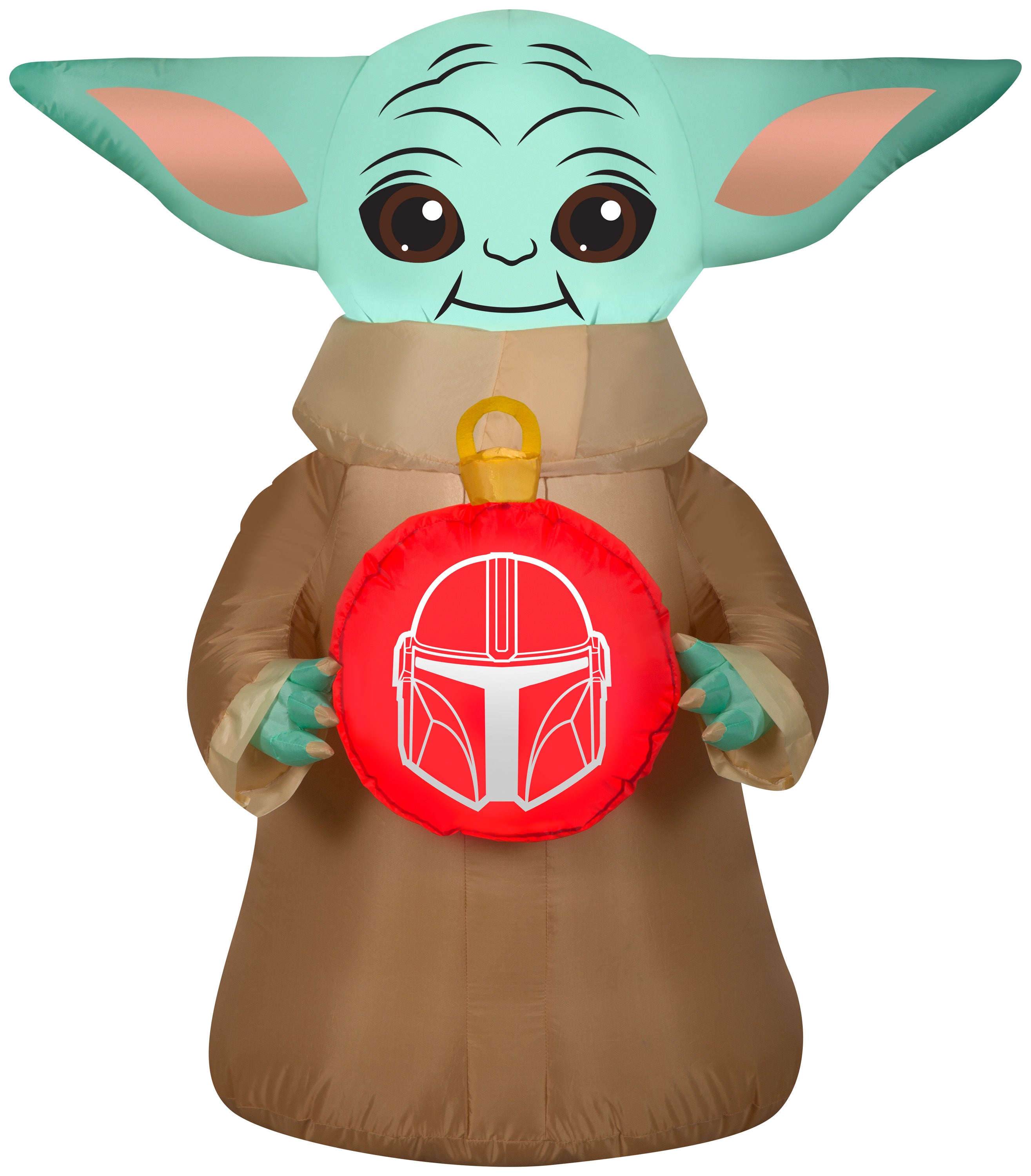 Gemmy Christmas Airblown Inflatable Inflatable Grogu™ with Ornament, 3.5 ft Tall, brown