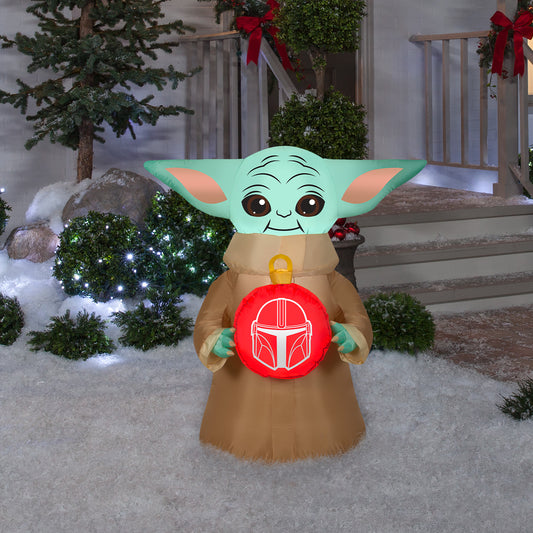 Christmas Inflatable Inflatable Grogu™ with Ornament, 3.5 ft Tall, brown lifestyle