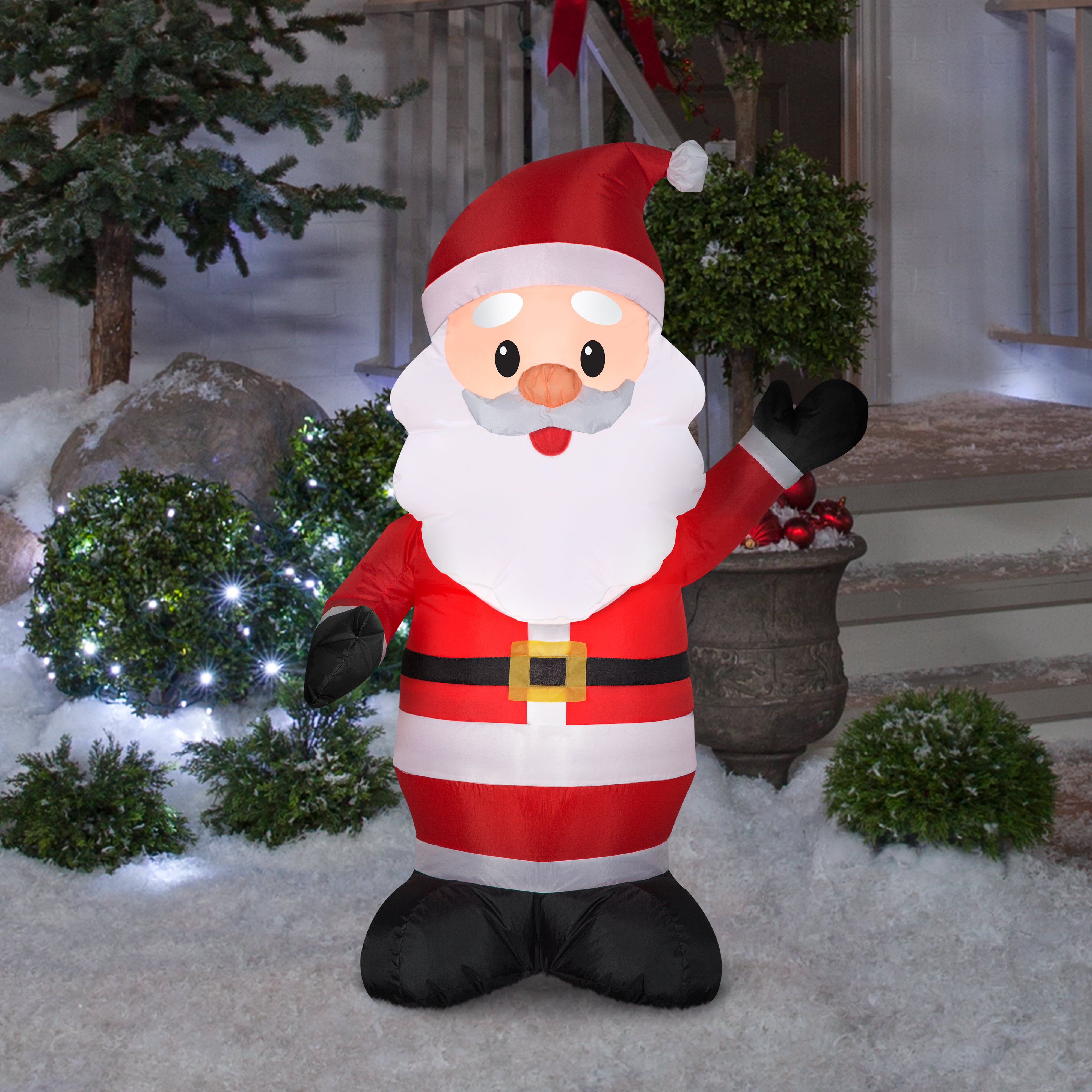 Gemmy Christmas Airblown Inflatable Santa, 4 ft Tall, Red