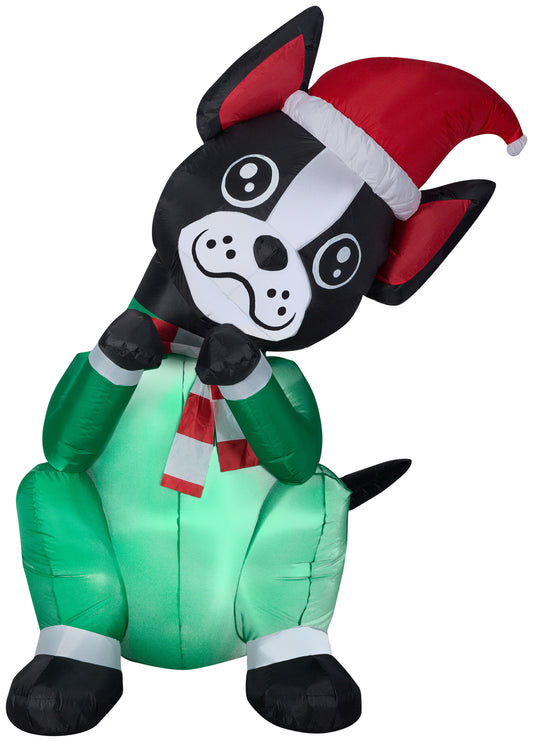 6' Animated Begging Dog Boston Terrier Christmas Inflatable