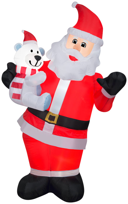 Animated Christmas Inflatable Swaying Santa w/Polar Bear, 6 ft Tall
