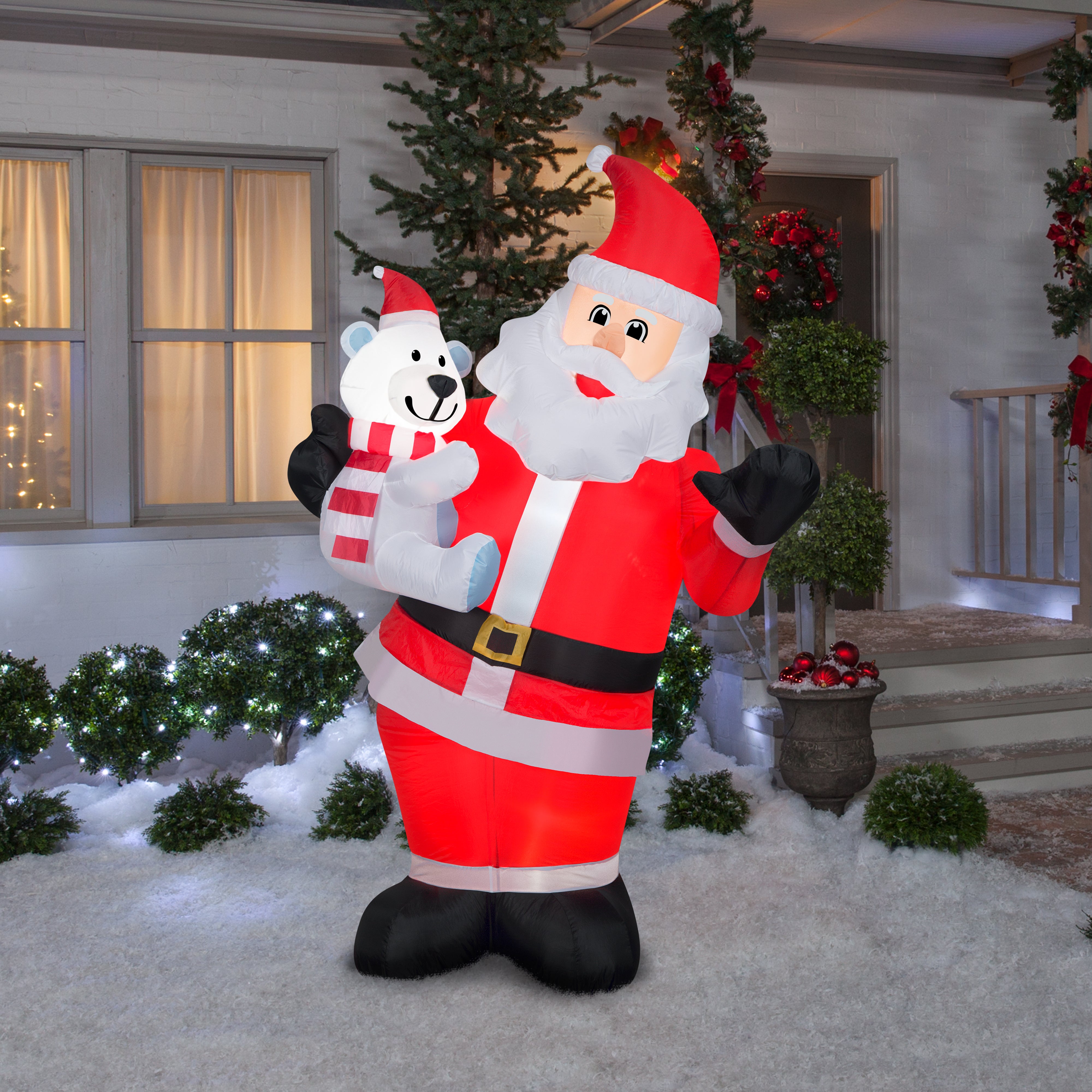 Gemmy Animated Christmas Airblown Inflatable Swaying Santa w/Polar Bear, 6 ft Tall, Multi