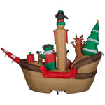 Load image into Gallery viewer, Gemmy Giant Christmas Inflatable Pirate Ship, 8 ft Tall, Multi
