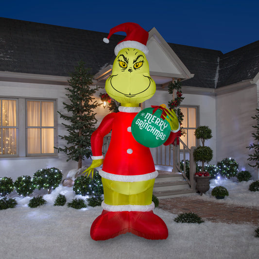 Christmas Inflatable Grinch w/Ornament Giant Dr. Seuss, 11 ft Tall lifestyle