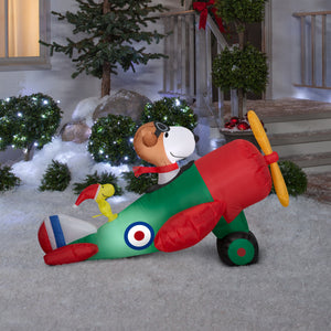 Gemmy Christmas Airblown Inflatable 4.5' Snoopy in Airplane Scene