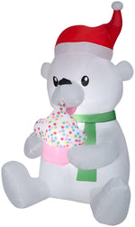 Load image into Gallery viewer, Gemmy 5.5&#39; Animated Airblown Inflatable Nom Nom Polar Bear w/Cupcake
