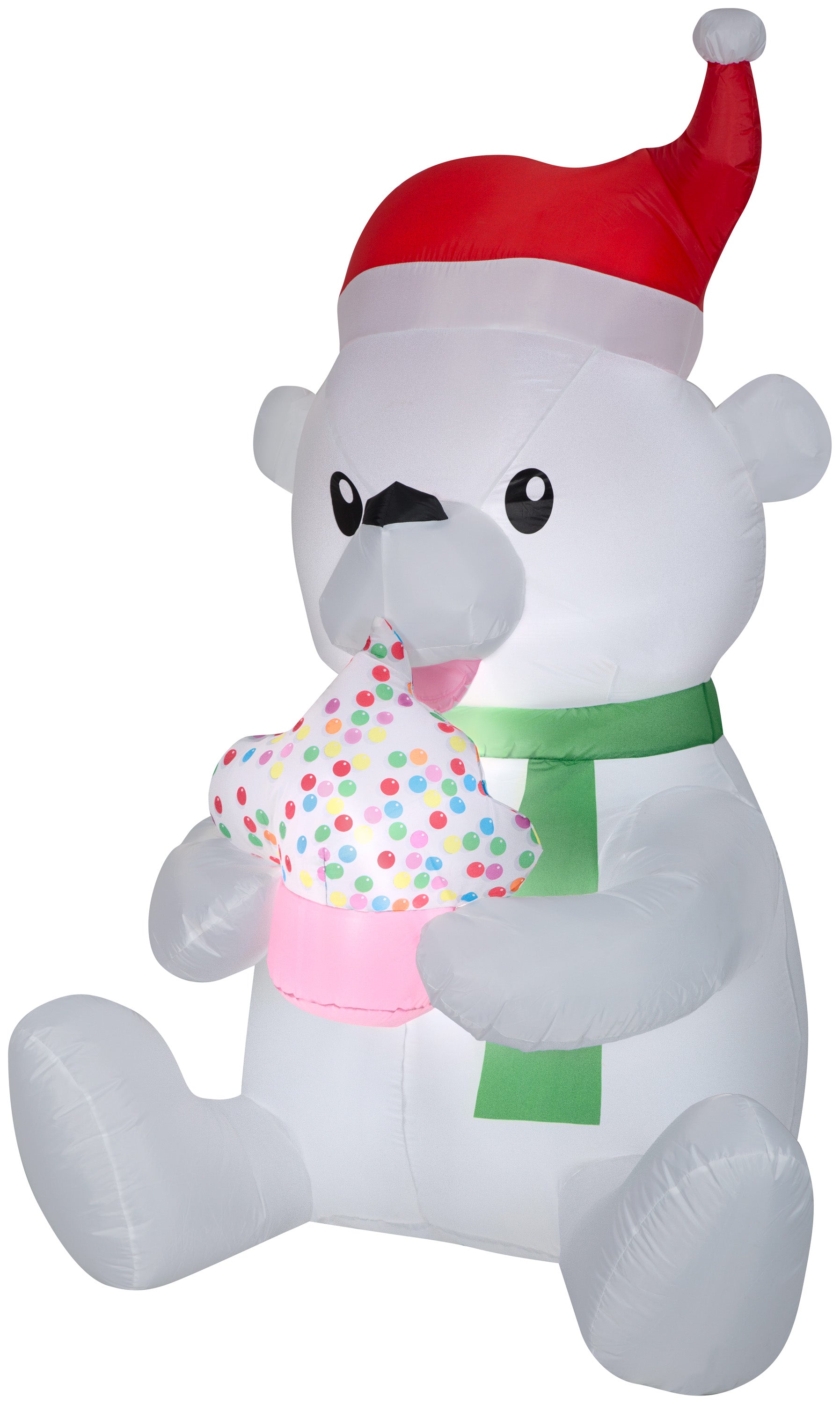 5.5' Animated Inflatable Nom Nom Polar Bear w/Cupcake