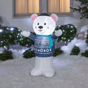 Gemmy Christmas Airblown Inflatable Hanukkah Polar Bear, 4 ft Tall, Multicolored