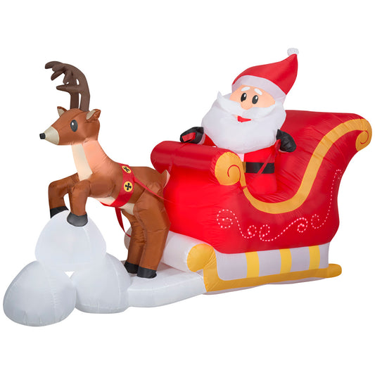 Lightshow Inflatable Sewn in Micro LED Santa and Sleigh Takeoff Scene, 5.5 ft Tall