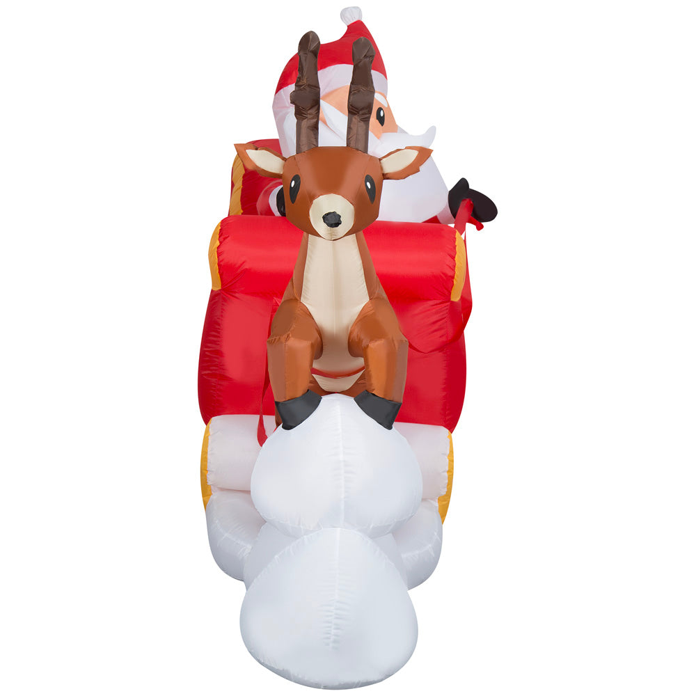 Gemmy Lightshow Airblown Inflatable Sewn in Micro LED Santa and Sleigh Takeoff Scene, 5.5 ft Tall
