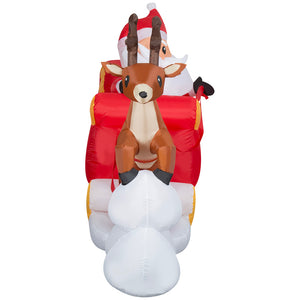 Gemmy Lightshow Airblown Inflatable Sewn in Micro LED Santa and Sleigh Takeoff Scene, 5.5 ft Tall