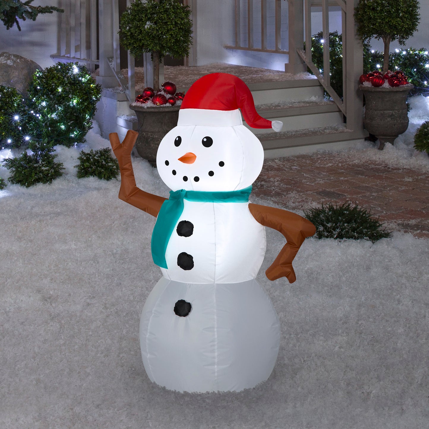 3.5-Ft Snowman with Twig Arms Christmas Inflatable lifestyle