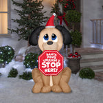 Load image into Gallery viewer, Gemmy Christmas Inflatable Dog with Santa Paws Sign, 5 ft Tall, Multi

