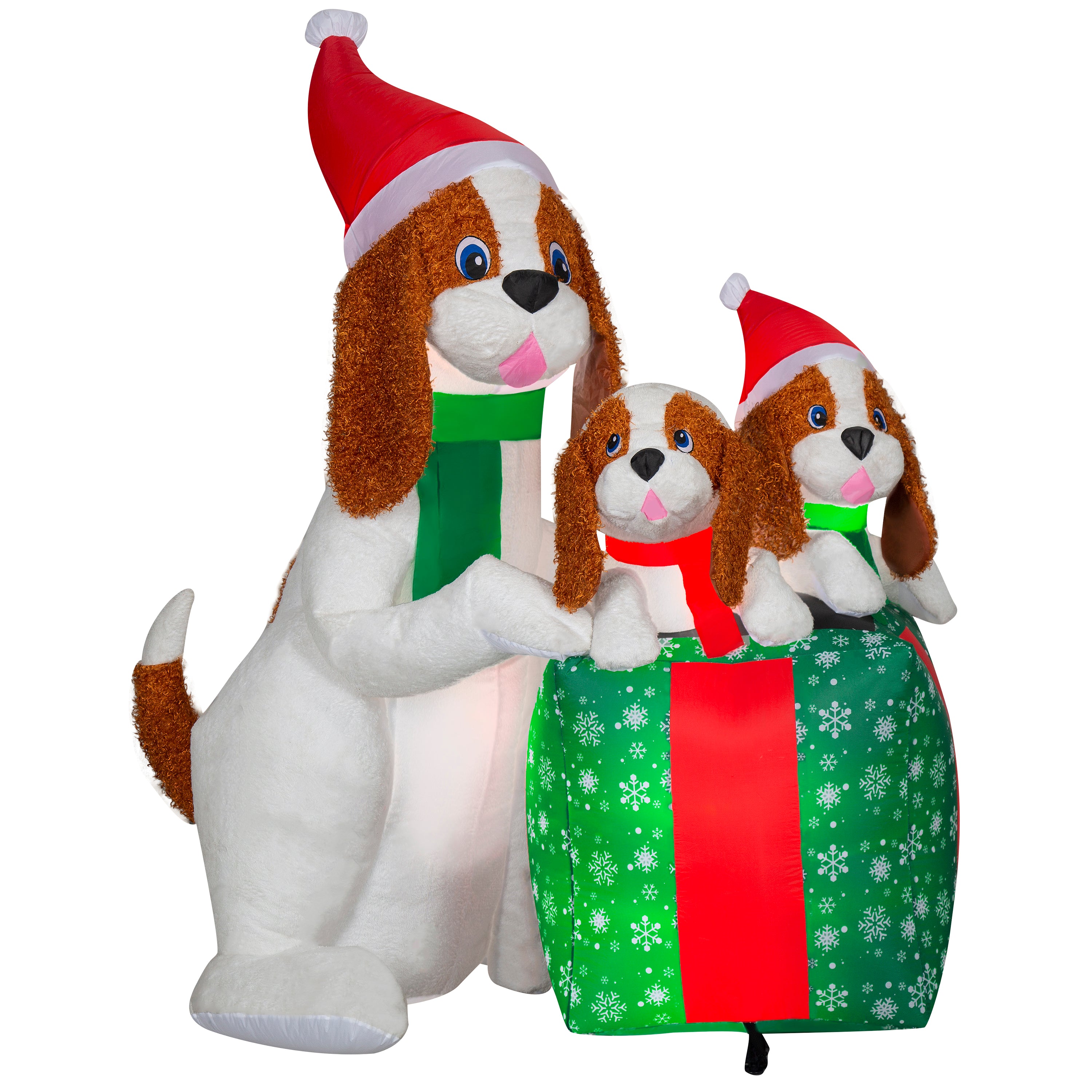 Gemmy Christmas Inflatable Dog Family Scene, 5.5 ft Tall, Multi