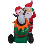Load image into Gallery viewer, Gemmy Lightshow Airblown Inflatable Santa and Penguin Cannon Scene w/Sparkle LED, 5.5 ft Tall
