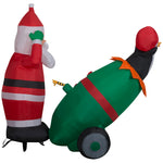 Load image into Gallery viewer, Gemmy Lightshow Airblown Inflatable Santa and Penguin Cannon Scene w/Sparkle LED, 5.5 ft Tall
