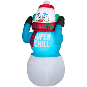 Gemmy Animated Christmas Inflatable Super Chill Snowman, 6 ft Tall, Multi