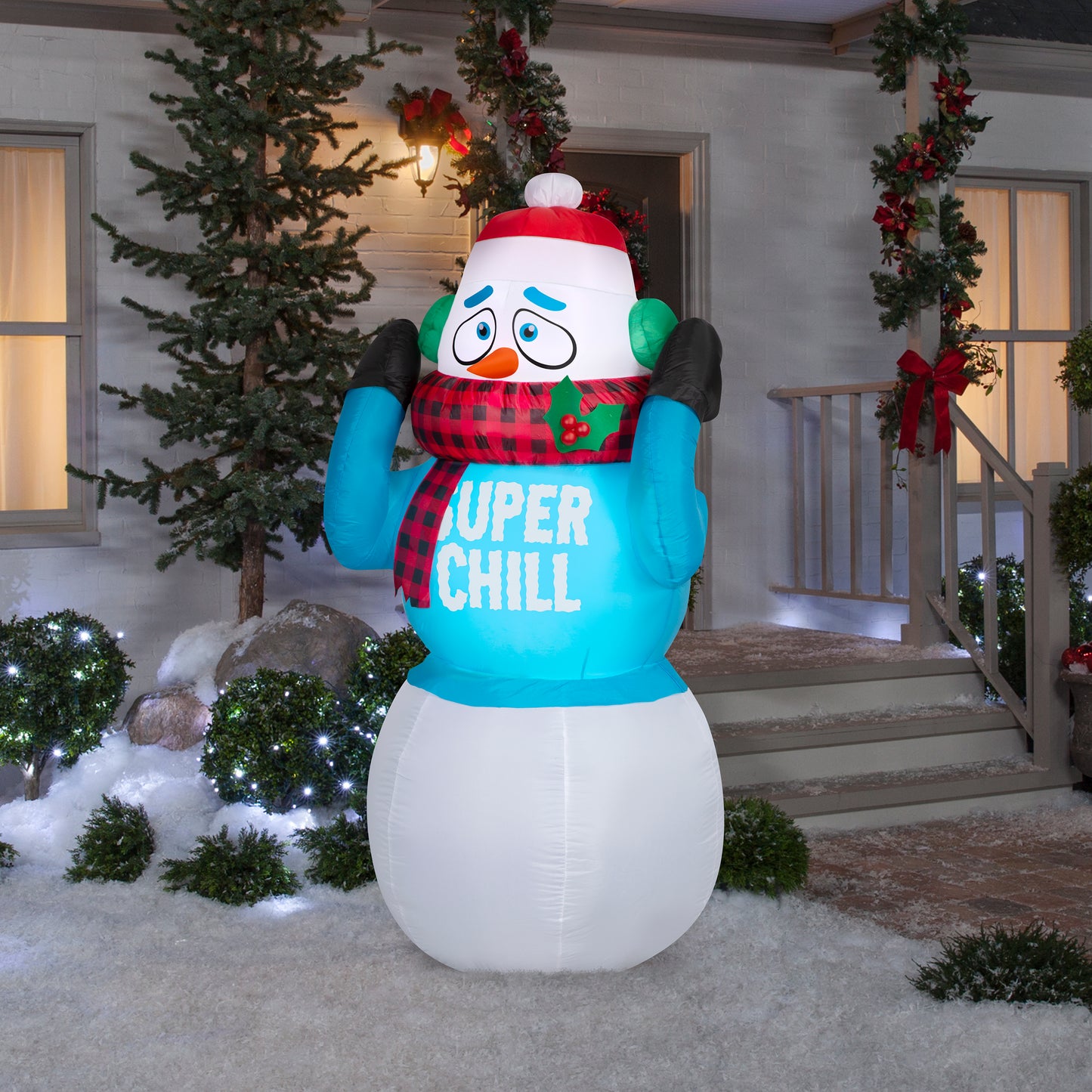 Animated Christmas Inflatable Super Chill Snowman, 6 ft Tall lifestyle