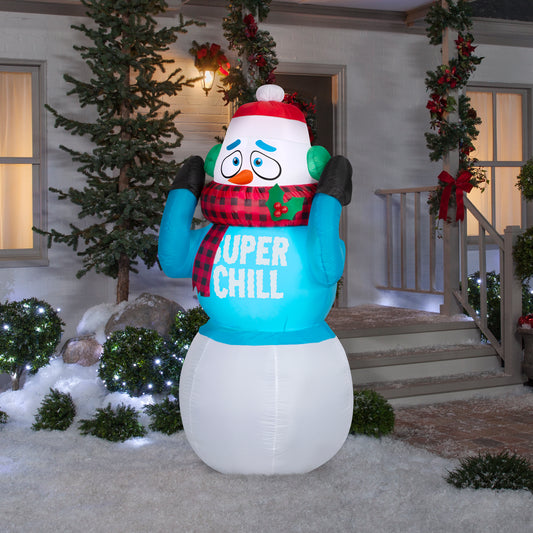 Animated Christmas Inflatable Super Chill Snowman, 6 ft Tall lifestyle