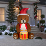 Load image into Gallery viewer, Gemmy Animated Christmas Airblown Inflatable Mixed Media Drumming Fuzzy Teddy Bear, 6 ft Tall, Brown
