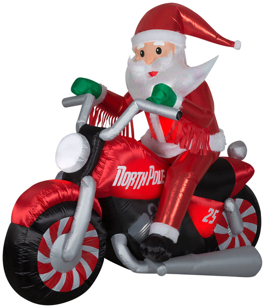 Christmas Inflatable Inflatable Luxe Santa on Christmas Motorcycle, 5.5 ft Tall, red