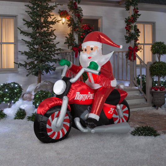 Christmas Inflatable Inflatable Luxe Santa on Christmas Motorcycle, 5.5 ft Tall, red lifestyle