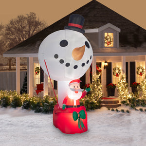 Gemmy Giant Christmas Airblown Inflatable Inflatable Snowman Hot Air Balloon with Santa, 12 ft Tall