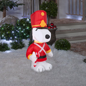 Gemmy Christmas Inflatable Snoopy as Toy Solider, 3.5 ft Tall, Multi