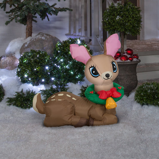Christmas Inflatable Inflatable Vintage Deer, 3 ft Tall, brown lifestyle