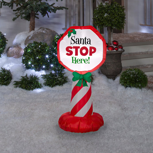 4' Inflatable Outdoor Santa Stop Sign lifestyle
