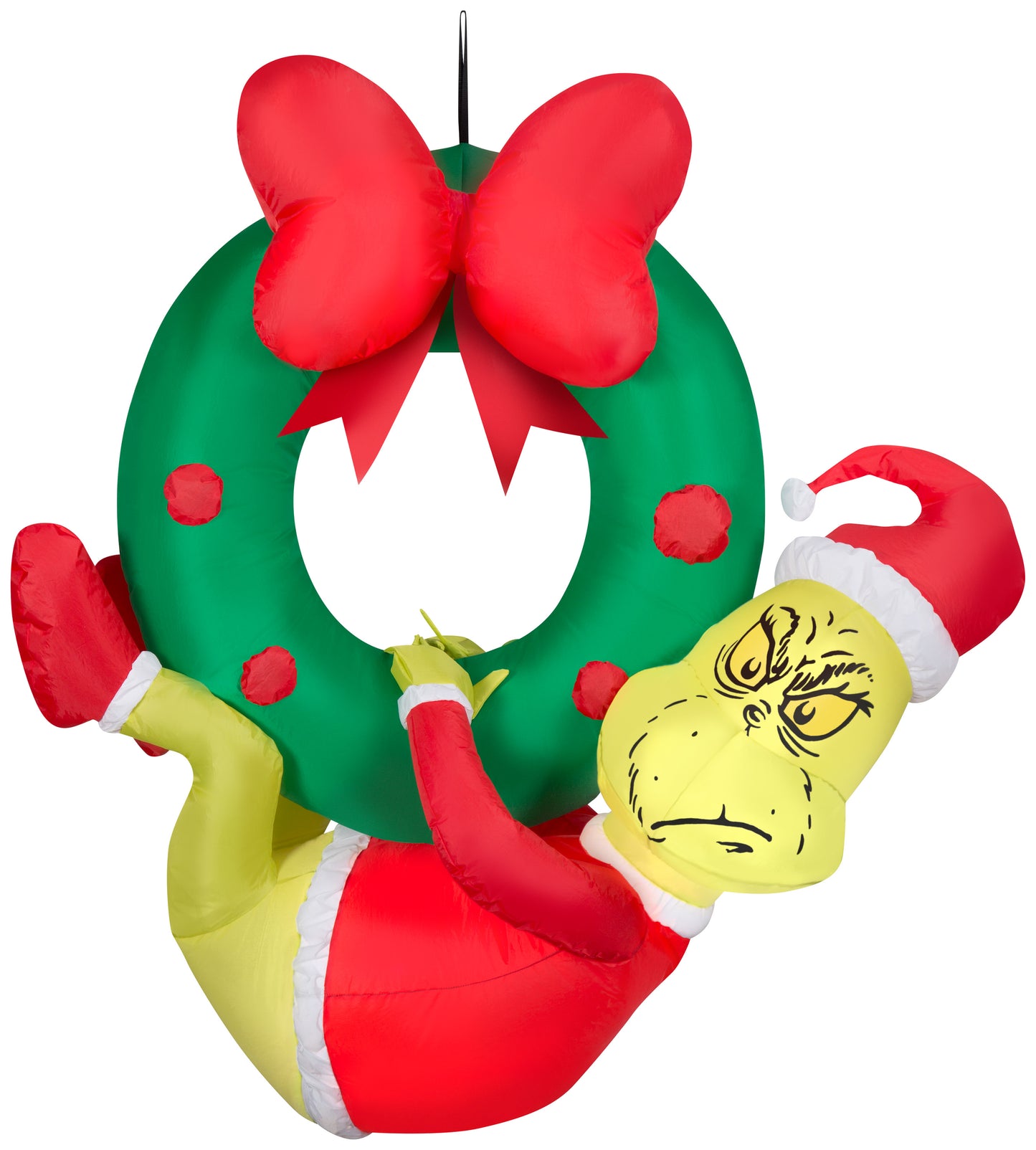 4-Ft Grinch Hanging from Wreath Christmas Inflatable