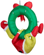 Load image into Gallery viewer, Gemmy Christmas Airblown Inflatable Grinch Hanging from Wreath Dr. Seuss, 4 ft Tall, Green
