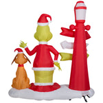 Load image into Gallery viewer, Gemmy Christmas Inflatable Grinch and Max with Lamp Post, 6 ft Tall, Multi
