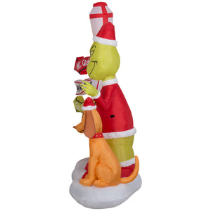 Gemmy Christmas Inflatable Grinch and Max with Lamp Post, 6 ft Tall, Multi