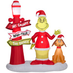 Load image into Gallery viewer, Gemmy Christmas Inflatable Grinch and Max with Lamp Post, 6 ft Tall, Multi
