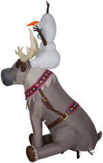 Load image into Gallery viewer, Gemmy Christmas Airblown Inflatable Olaf Sitting on Sven Scene Disney, 7.5 ft Tall, Multicolored
