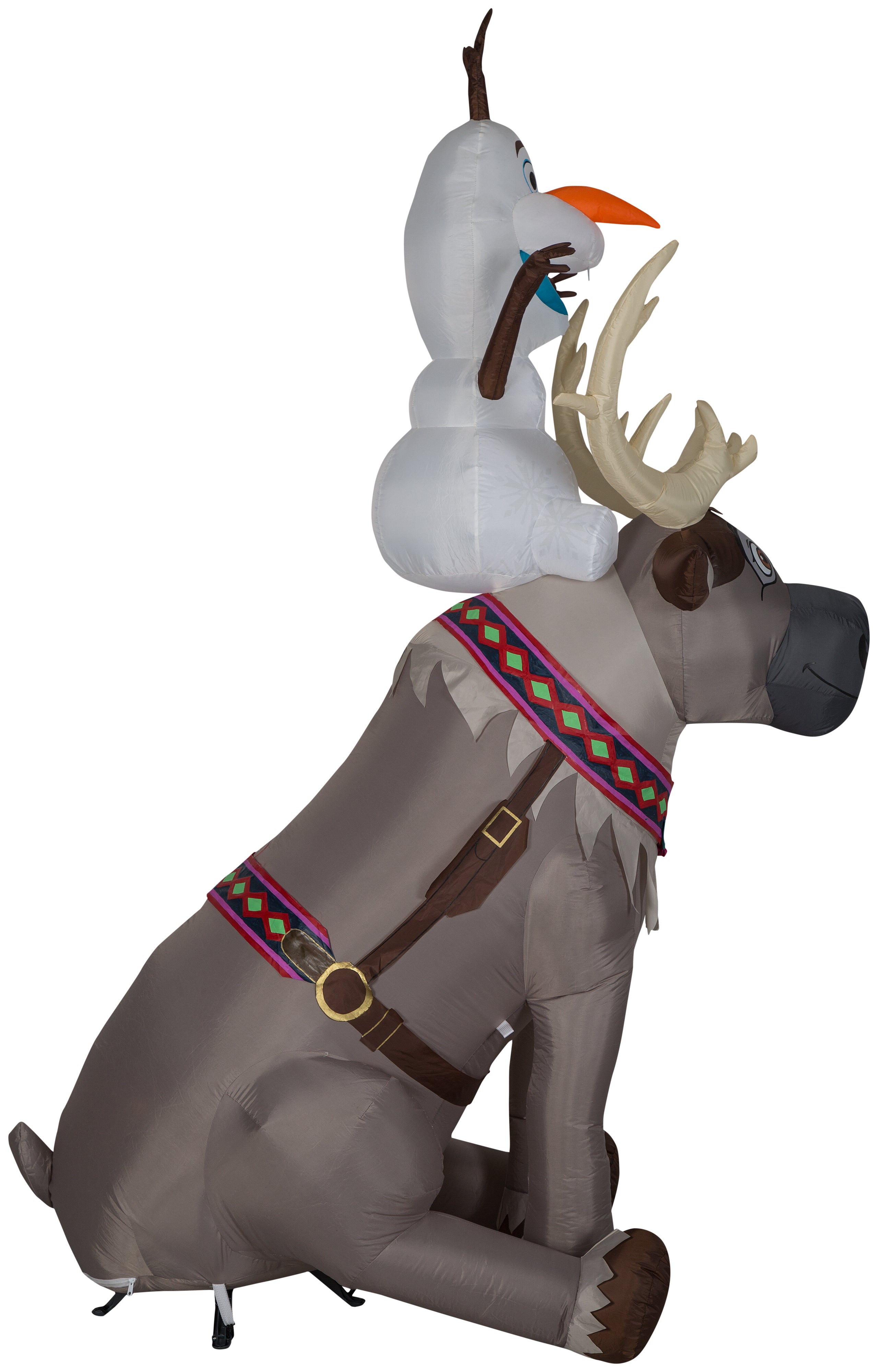Gemmy Christmas Airblown Inflatable Olaf Sitting on Sven Scene Disney, 7.5 ft Tall, Multicolored