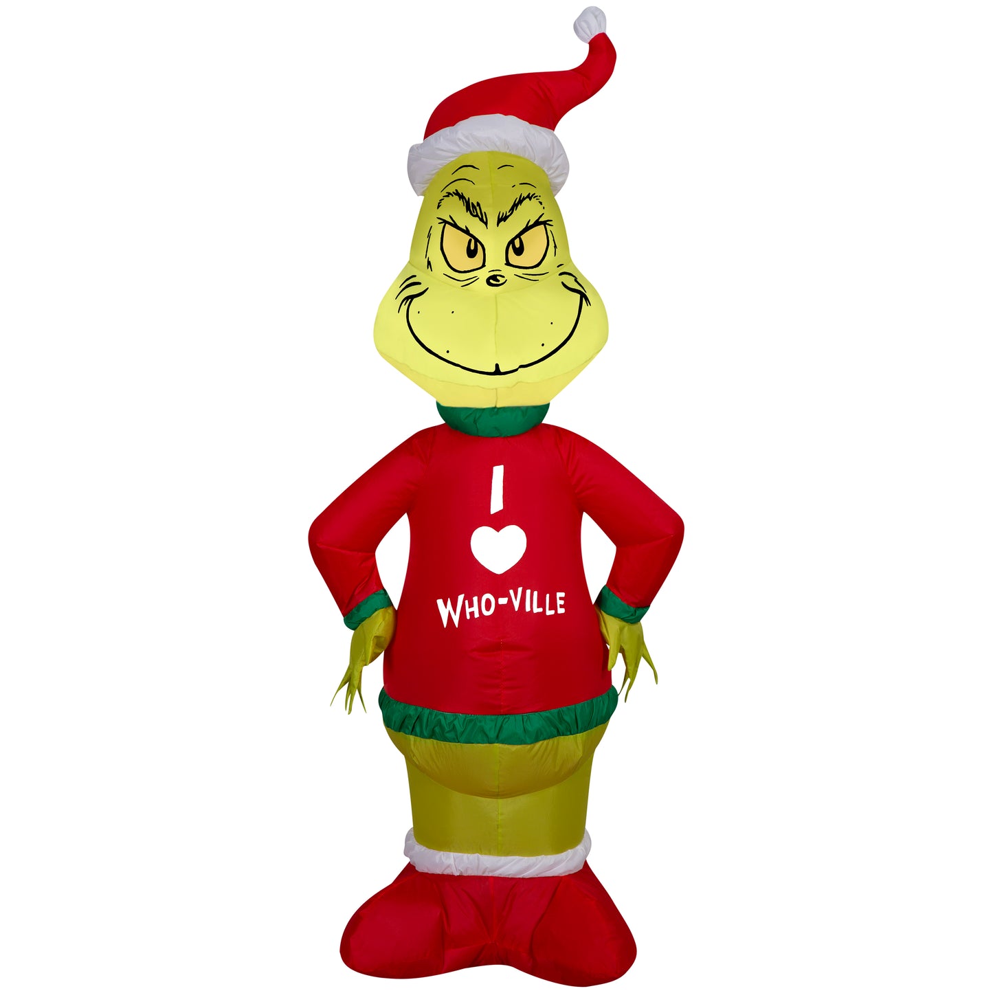 4-Ft Grinch in Who Ville Sweater Christmas Inflatable