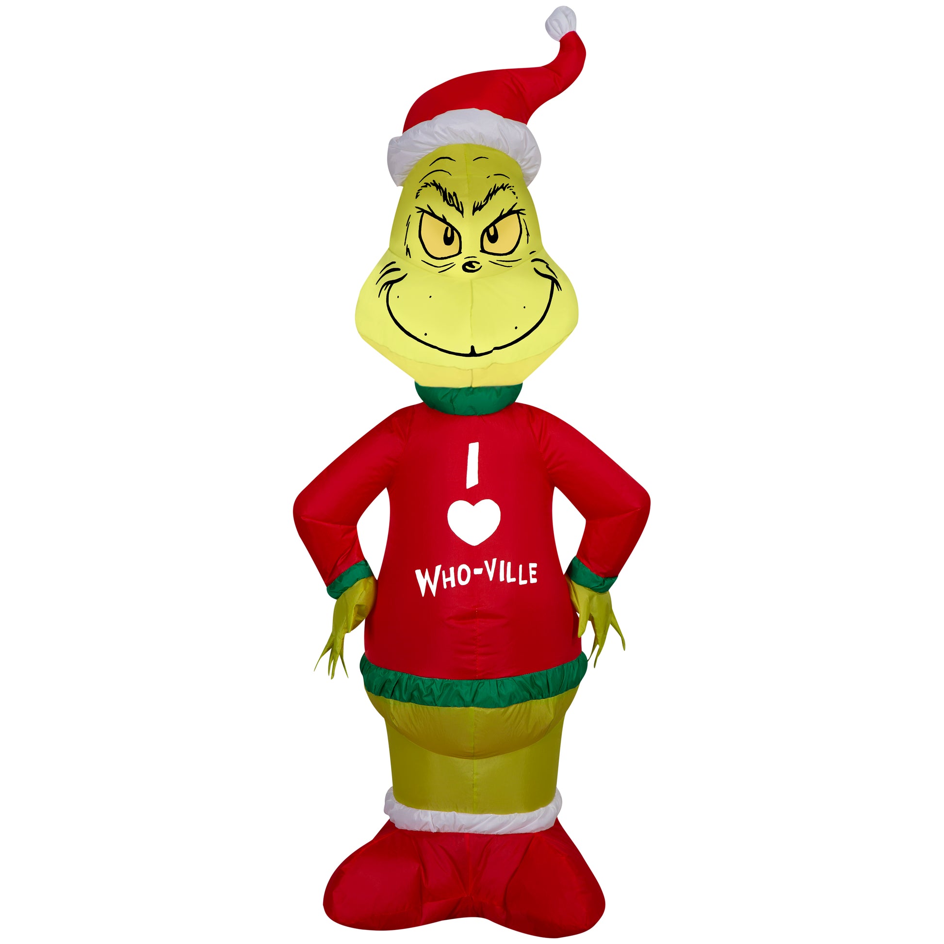 4-Ft Grinch in Who Ville Sweater Christmas Inflatable