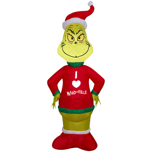 4-Ft Grinch in Who Ville Sweater Christmas Inflatable
