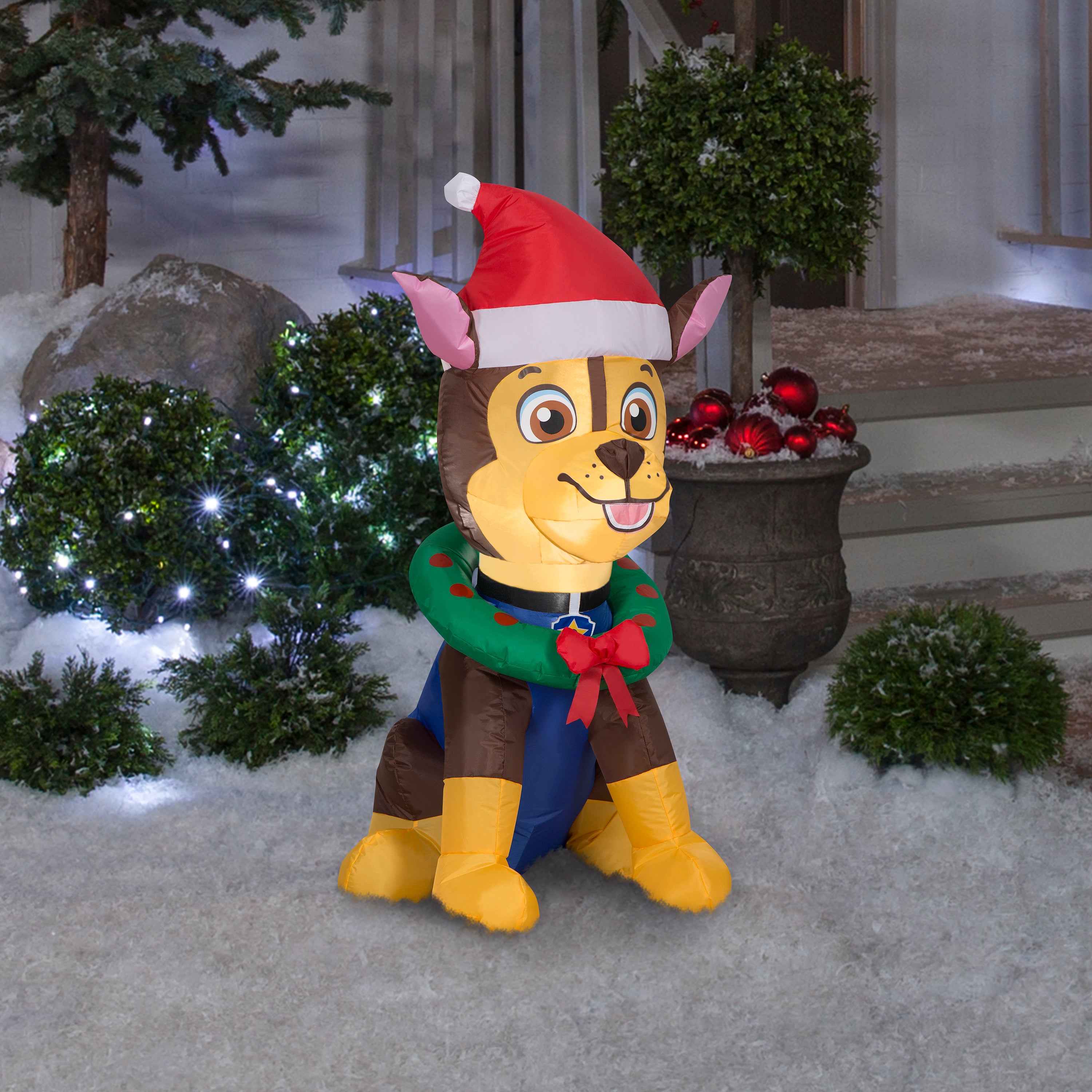 Gemmy Christmas Inflatable Paw Patrol Chase in Santa Hat, 3 ft Tall, Multi