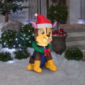 Gemmy Christmas Inflatable Paw Patrol Chase in Santa Hat, 3 ft Tall, Multi