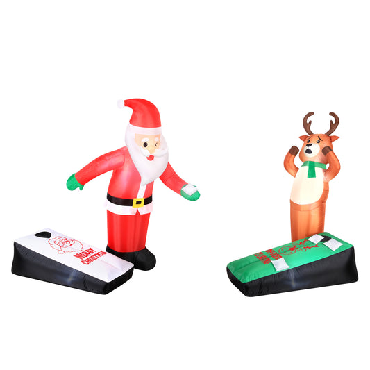 Occasions Airflowz Inflatable Santa And Reindeer Playing Cornhole, 5 ft Tall